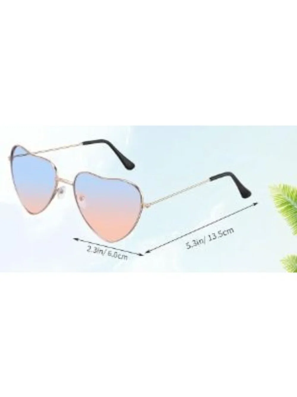 Heart-Shaped Blue to Pink Gradient Lenses Sunglasses With Gold Frame